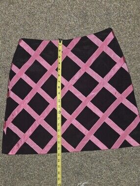 Women's Black Skirt with Pink Lattice Overlay, Grossgrain, Beautiful Skirt